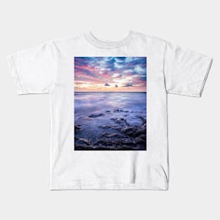 Long exposure seascape rocks at twilight Kids T-Shirt